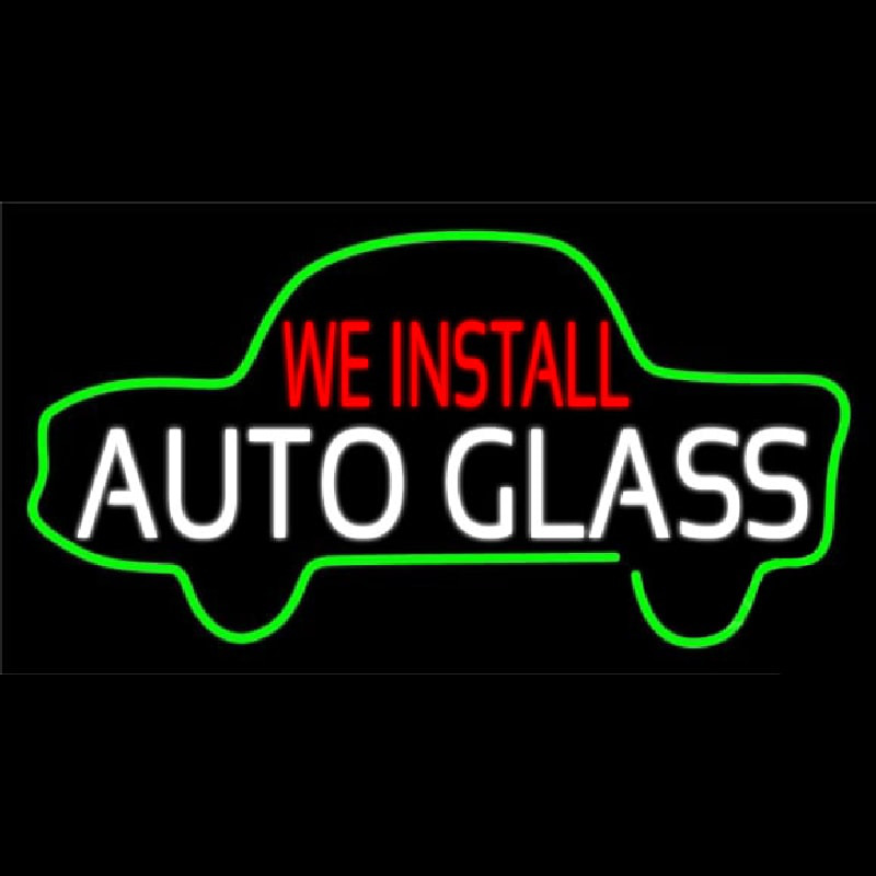 We Install Auto Glass Car Logo Neontábla