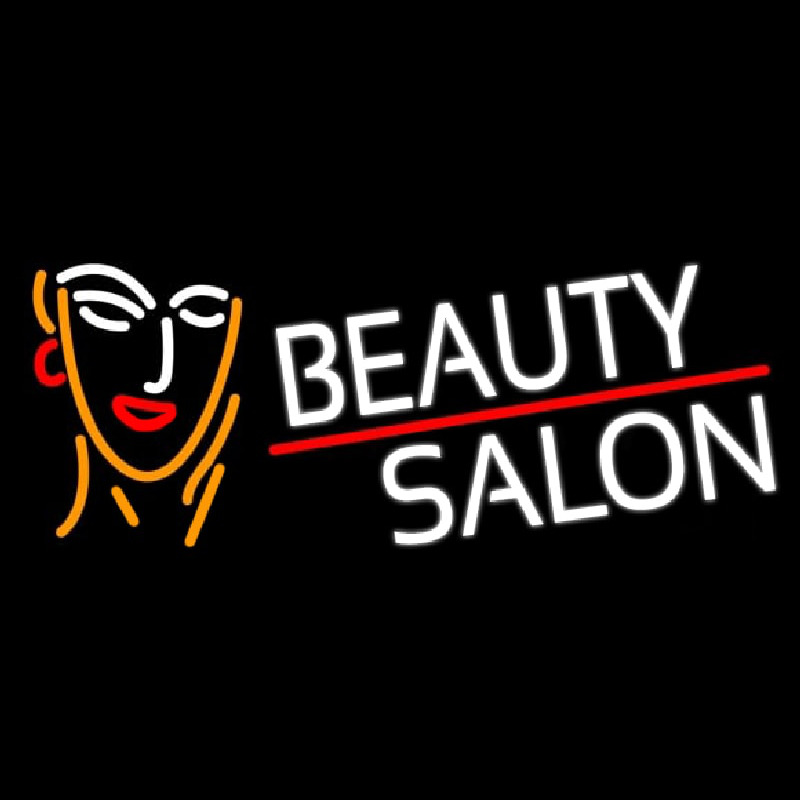 White Beauty Salon With Girl Neontábla