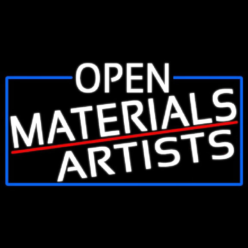 White Open Materials Artists With Blue Border Neontábla