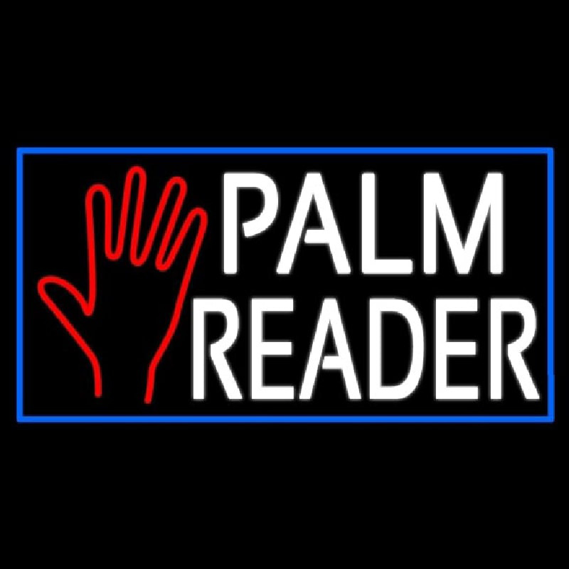 White Palm Reader With Blue Border Neontábla