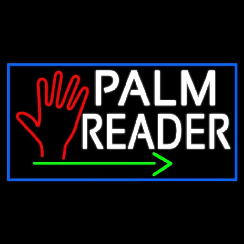 White Palm Reader With Green Arrow Neontábla