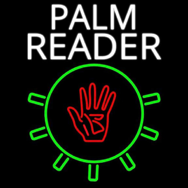 White Palm Reader With Logo Neontábla