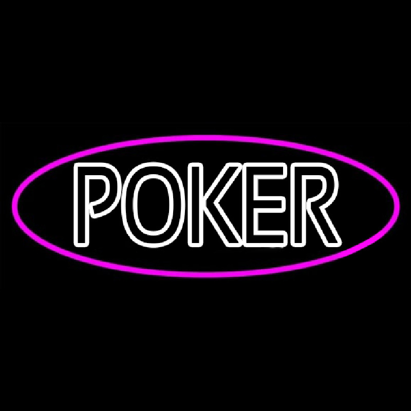 White Poker With Oval Neontábla