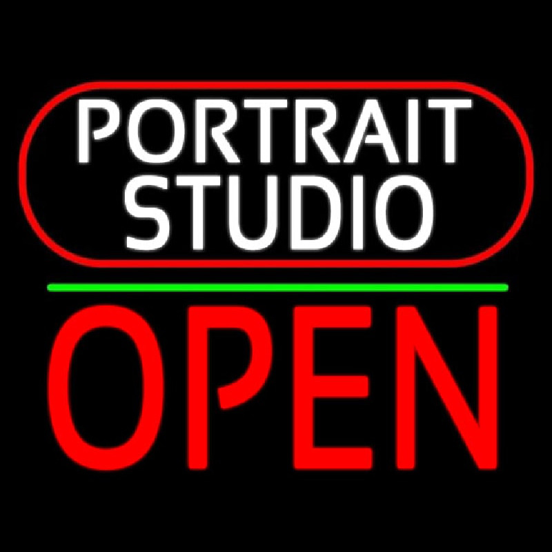 White Portrait Studio Open 1 Neontábla