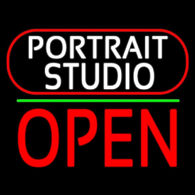 White Portrait Studio Open 2 Neontábla