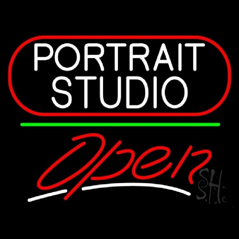 White Portrait Studio Open 3 Neontábla