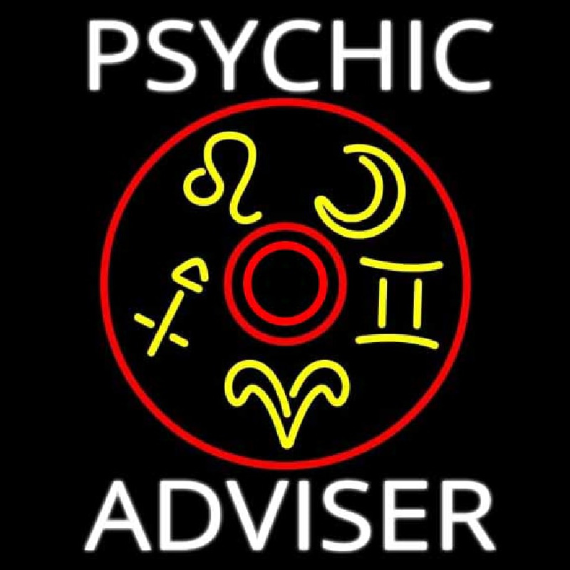 White Psychic Adviser With Logo Neontábla