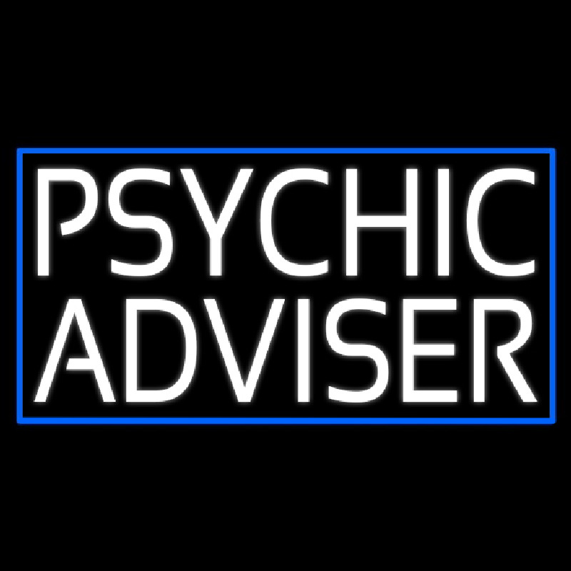 White Psychic Advisor Blue Border Neontábla