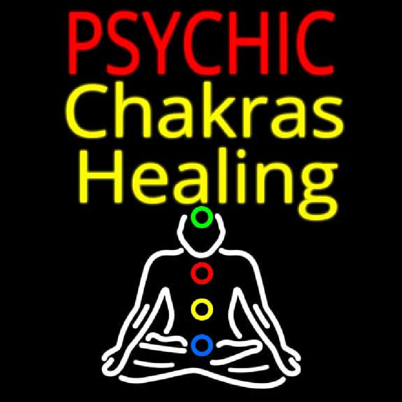 White Psychic Chakras Healing Neontábla