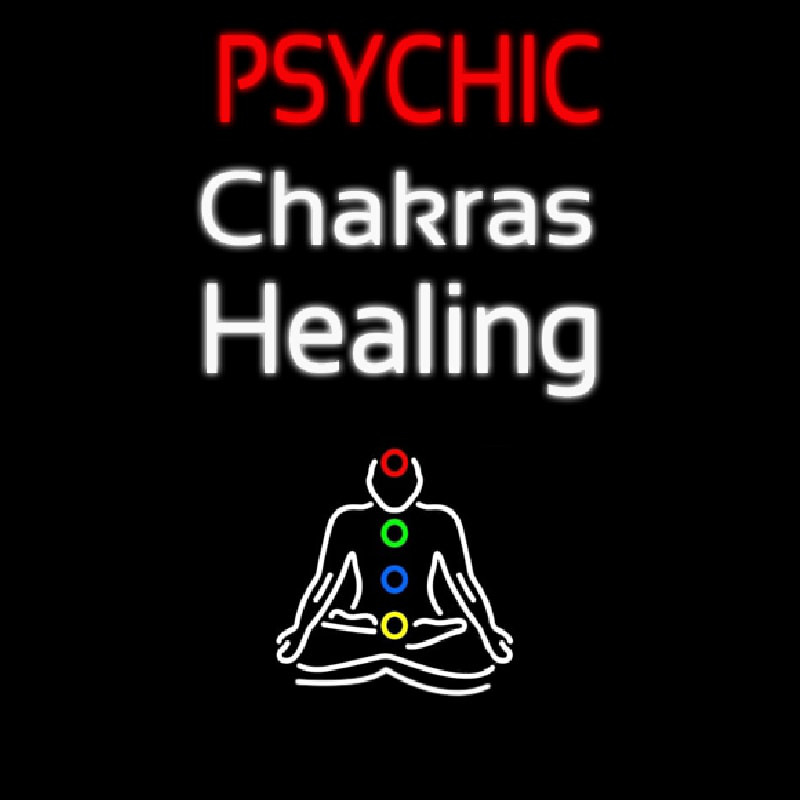 White Psychic Chakras Healing Neontábla