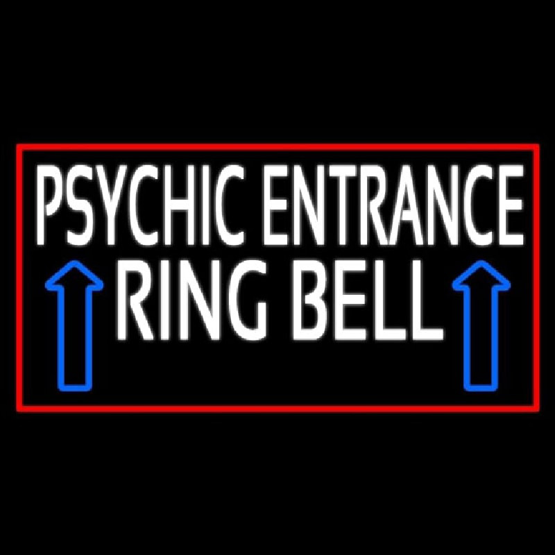 White Psychic Entrance Ring Bell Red Border Neontábla