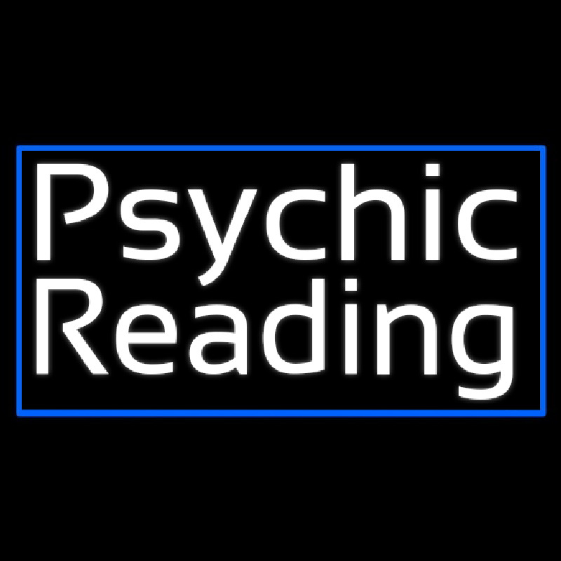 White Psychic Reading And Blue Border Neontábla