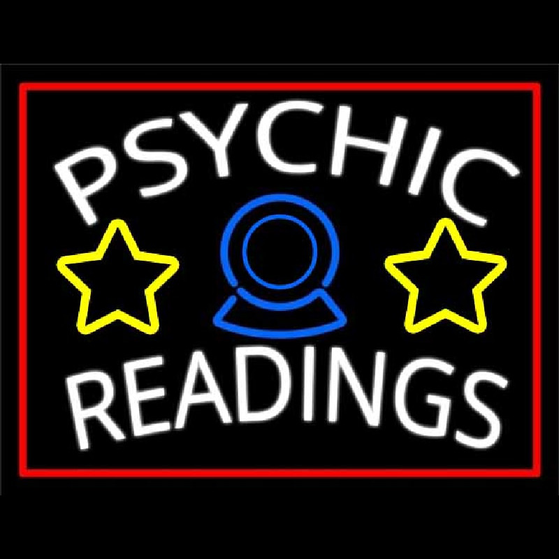 White Psychic Readings Red Border Neontábla