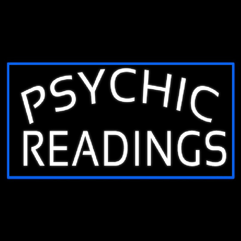 White Psychic Readings With Blue Border Neontábla