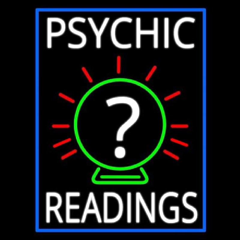 White Psychic Readings With Border Neontábla