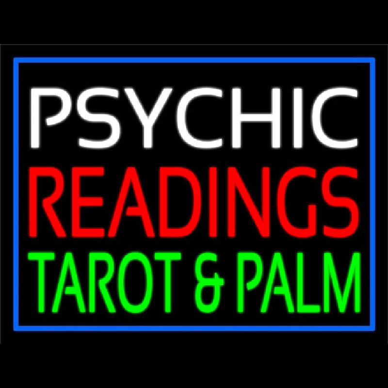 White Psychic Red Readings Green Tarot And Palm Neontábla