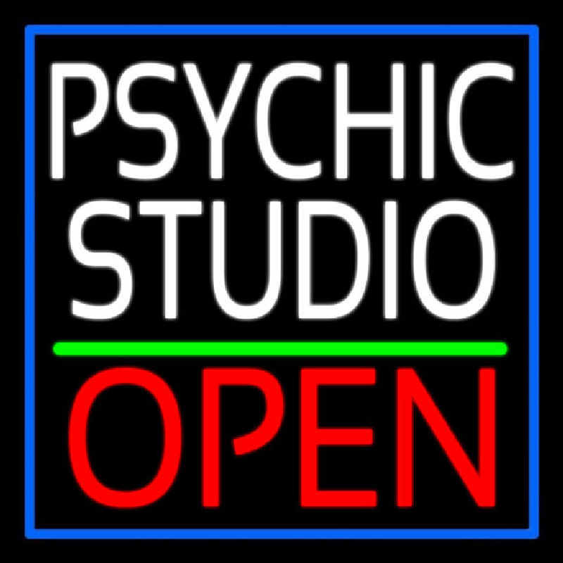 White Psychic Studio Red Open Green Line Neontábla