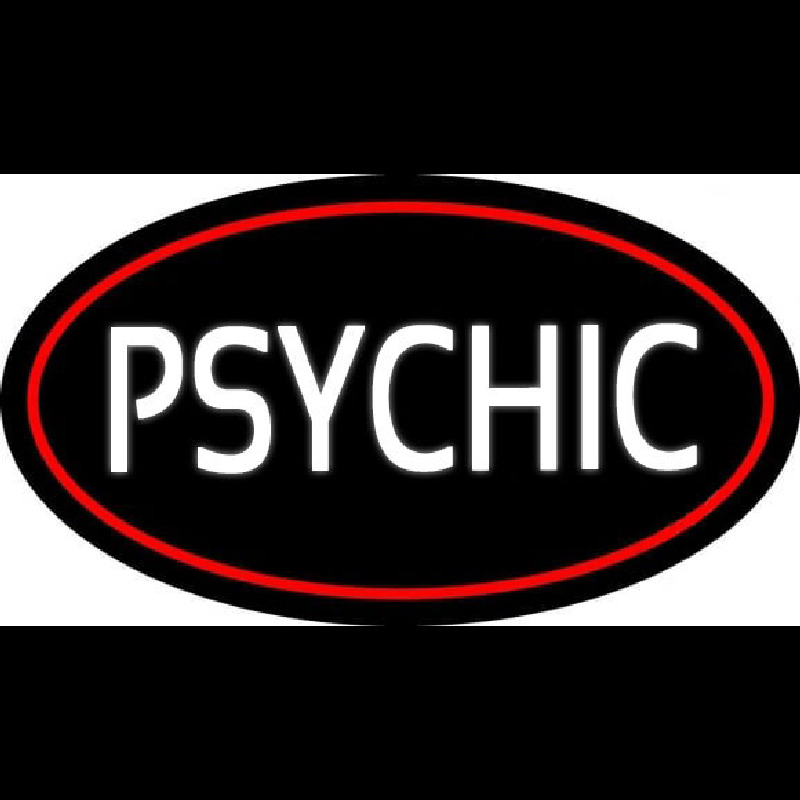 White Psychic With Red Border Neontábla