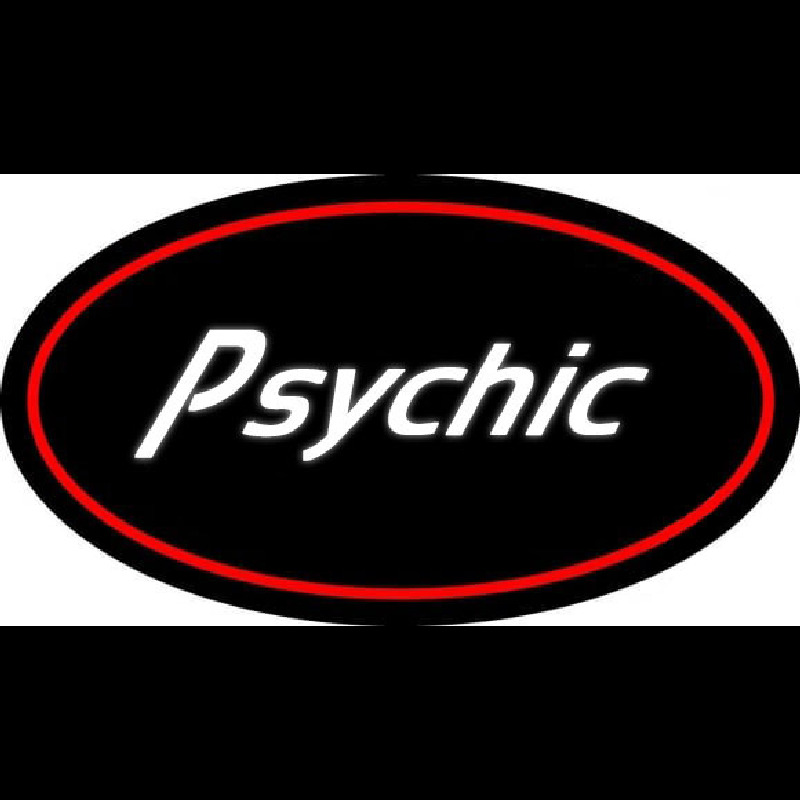 White Psychic With Red Oval Neontábla