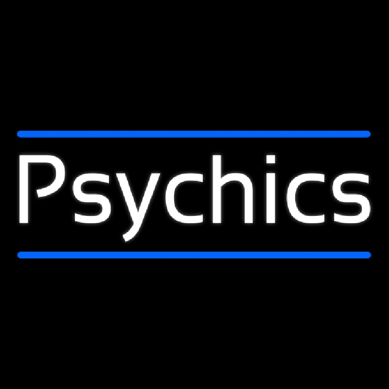 White Psychics With Blue Line Neontábla