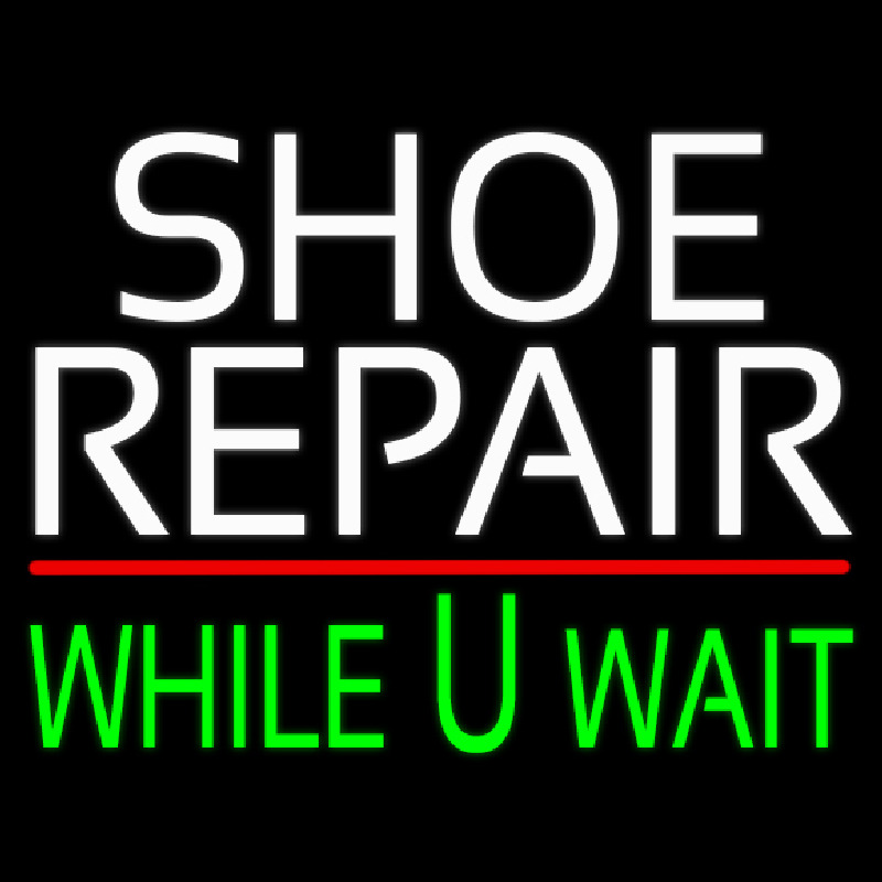 White Shoe Repair Green While You Wait Neontábla