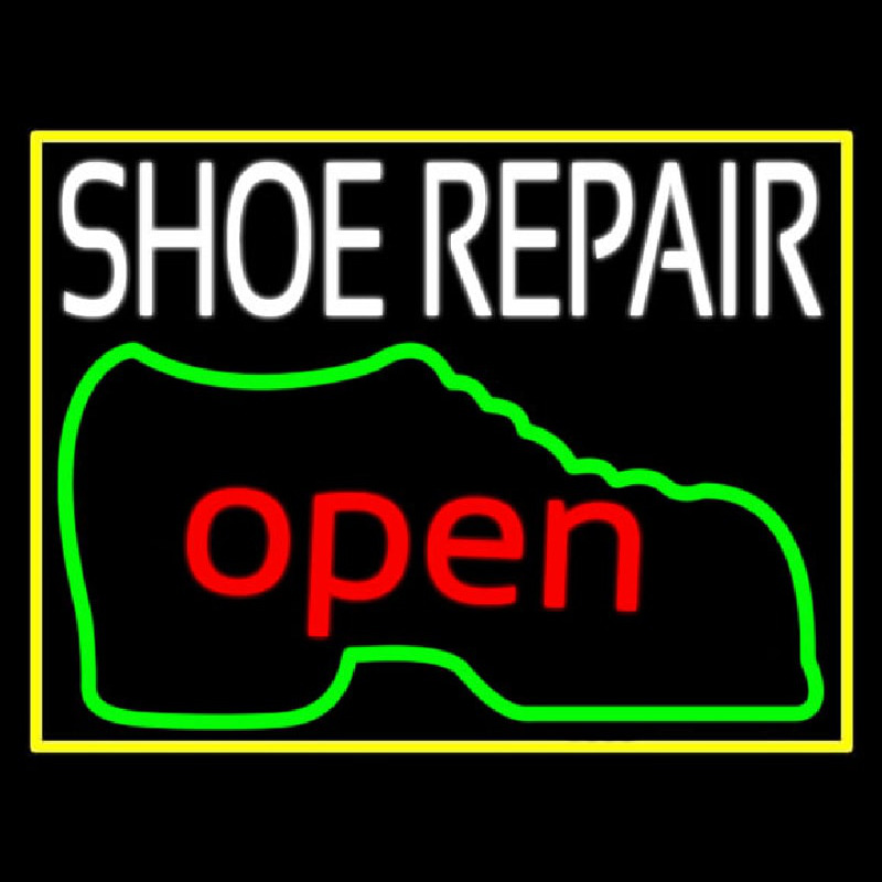 White Shoe Repair Open Neontábla