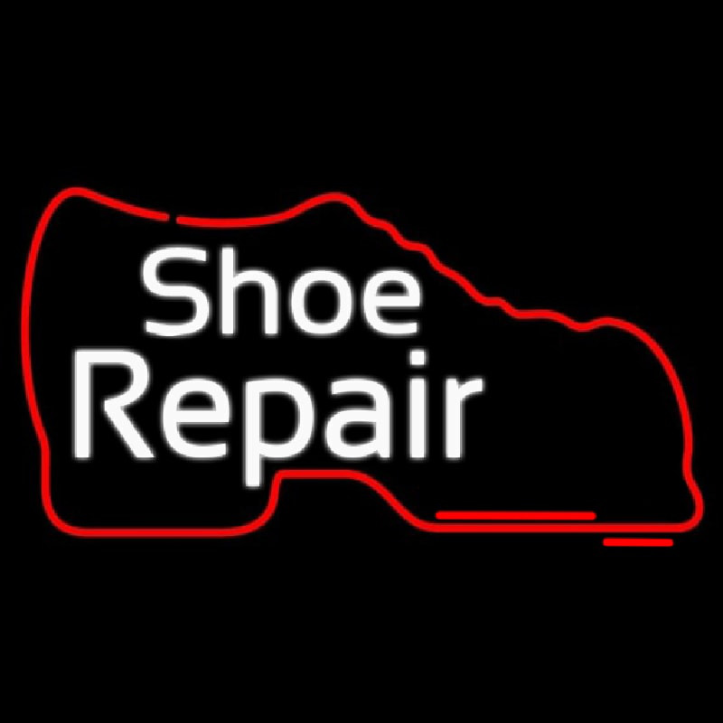 White Shoe Repair With Shoe Neontábla