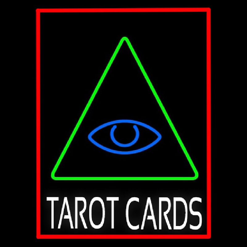 White Tarot Cards Logo And Red Border Neontábla