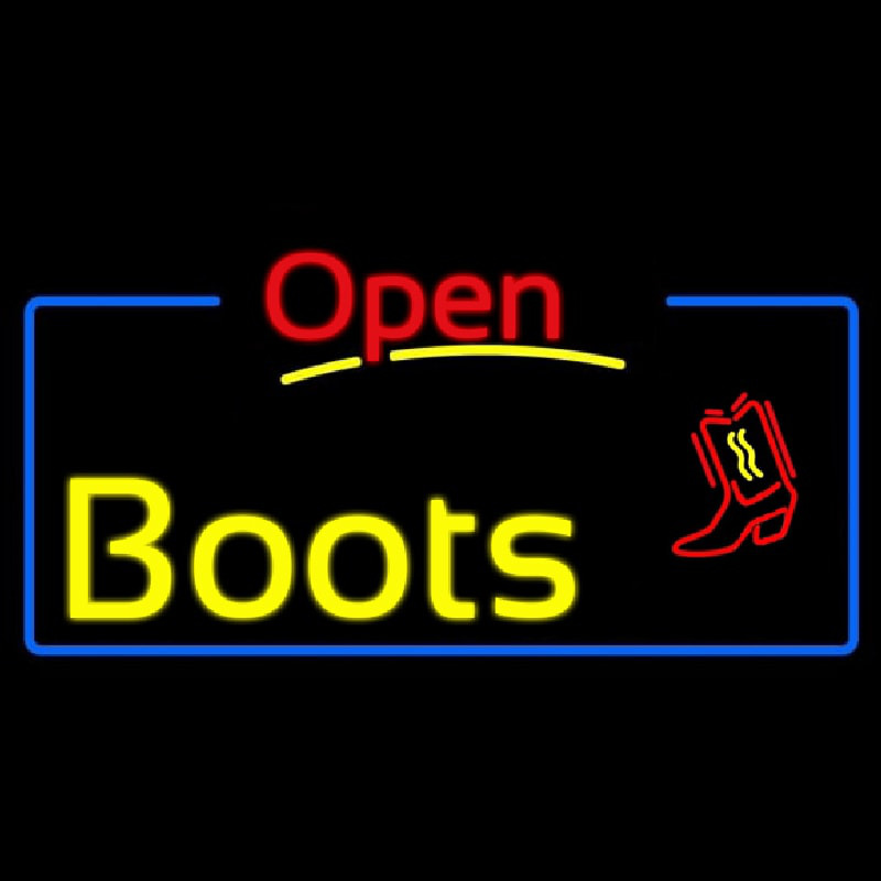 Yellow Boots Open With Border Neontábla