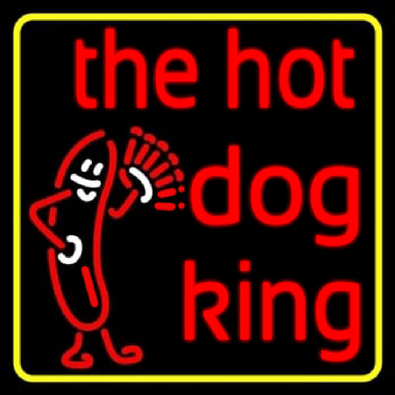 Yellow Border Red The Hot Dog King Neontábla