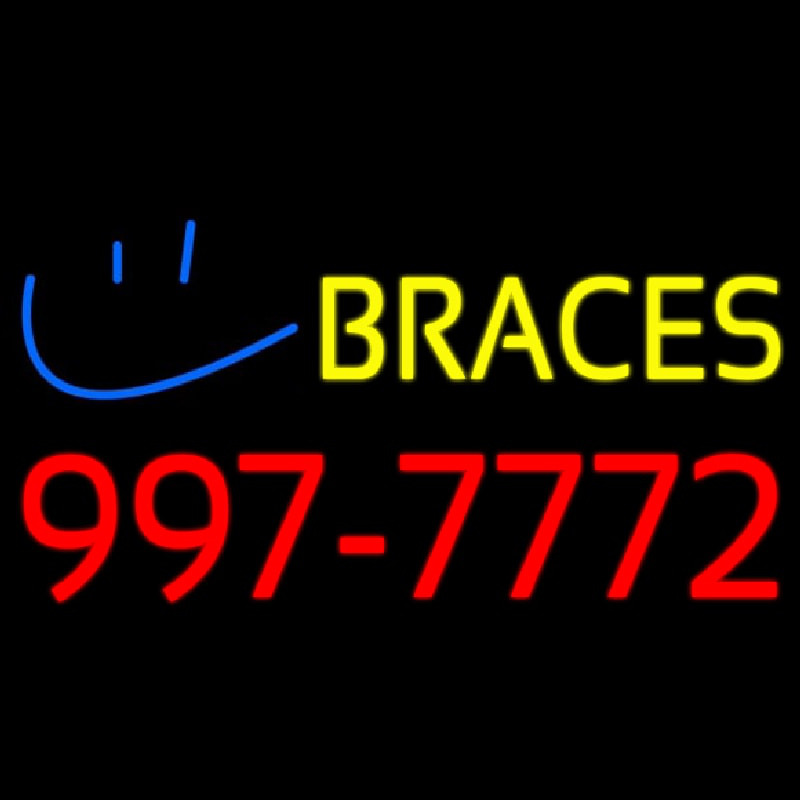 Yellow Braces Red Phone Number Neontábla