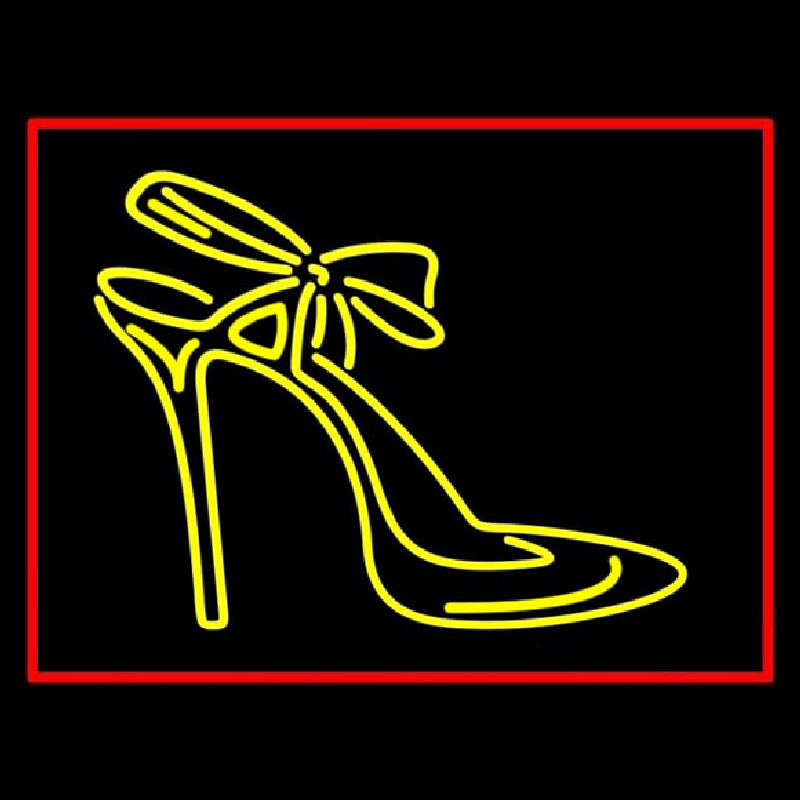 Yellow High Heels With Ribbon Neontábla