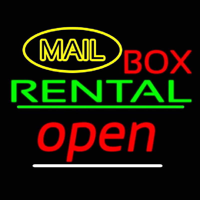 Yellow Mail Block Bo  Rental Open 2 Neontábla