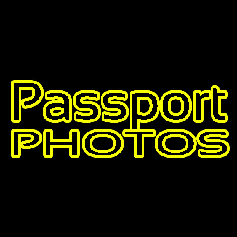 Yellow Passport Photos Block Neontábla