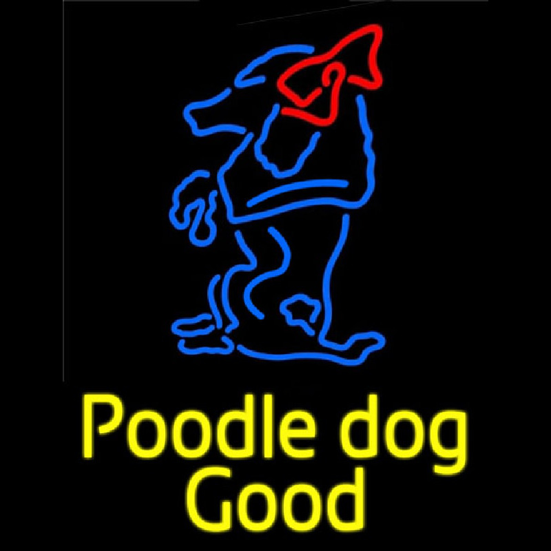 Yellow Poodle Dog Blue Logo Neontábla