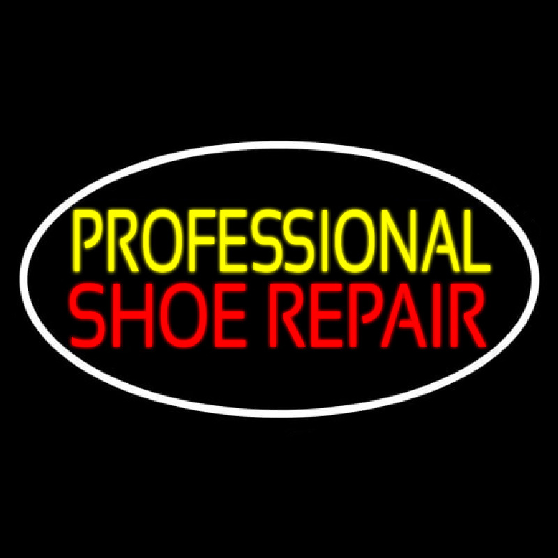 Yellow Professional Red Shoe Repair Neontábla