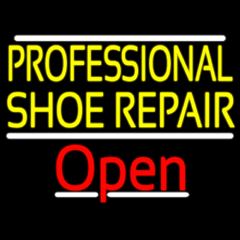 Yellow Professional Shoe Repair Open Neontábla