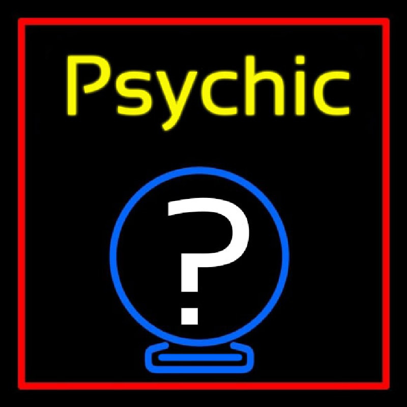 Yellow Psychic With Red Border Neontábla