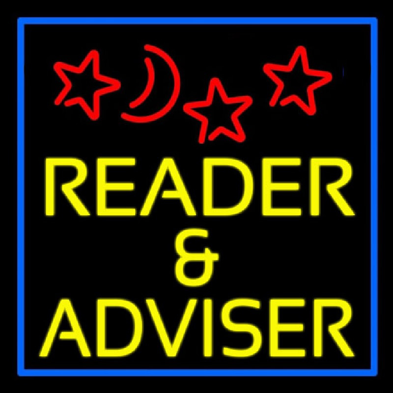 Yellow Reader And Advisor Blue Border Neontábla