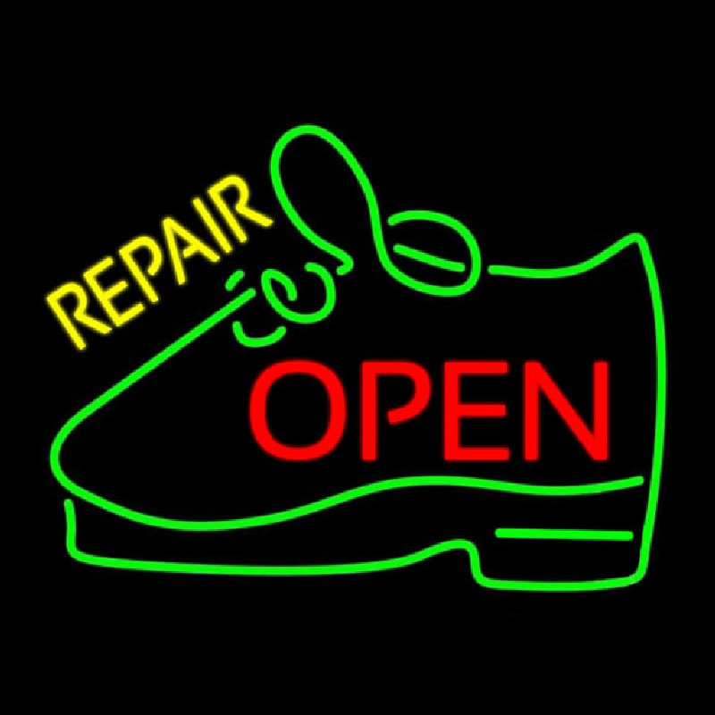 Yellow Repair Shoe Open Neontábla