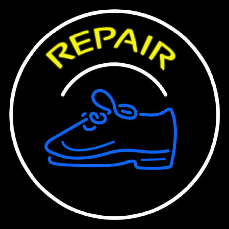 Yellow Repair Shoe With Border Neontábla