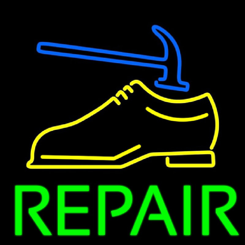 Yellow Shoe Green Repair Neontábla