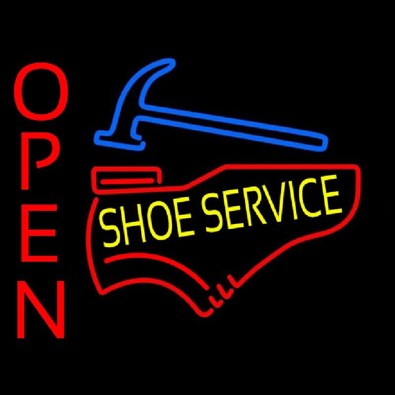 Yellow Shoe Service Open Neontábla