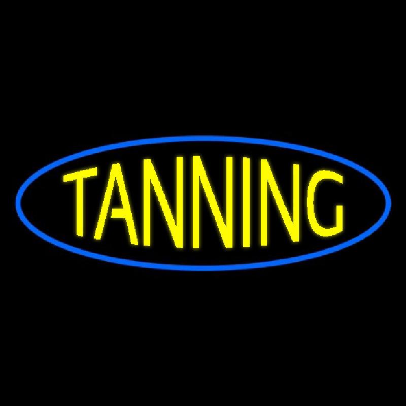 Yellow Tanning Blue Oval Neontábla