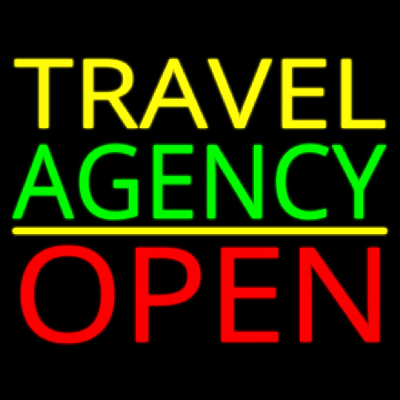 Yellow Travel Green Agency Open Neontábla