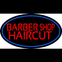 Barbershop Haircut With Blue Border Neontábla