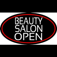 Beauty Salon Open Oval With Red Border Neontábla