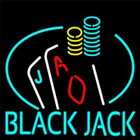 Blackjack With Playing Card Neontábla