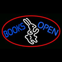 Blue Books With Rabbit Logo Open With Red Oval Neontábla