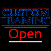 Blue Custom Framing With Lines With Open 3 Neontábla